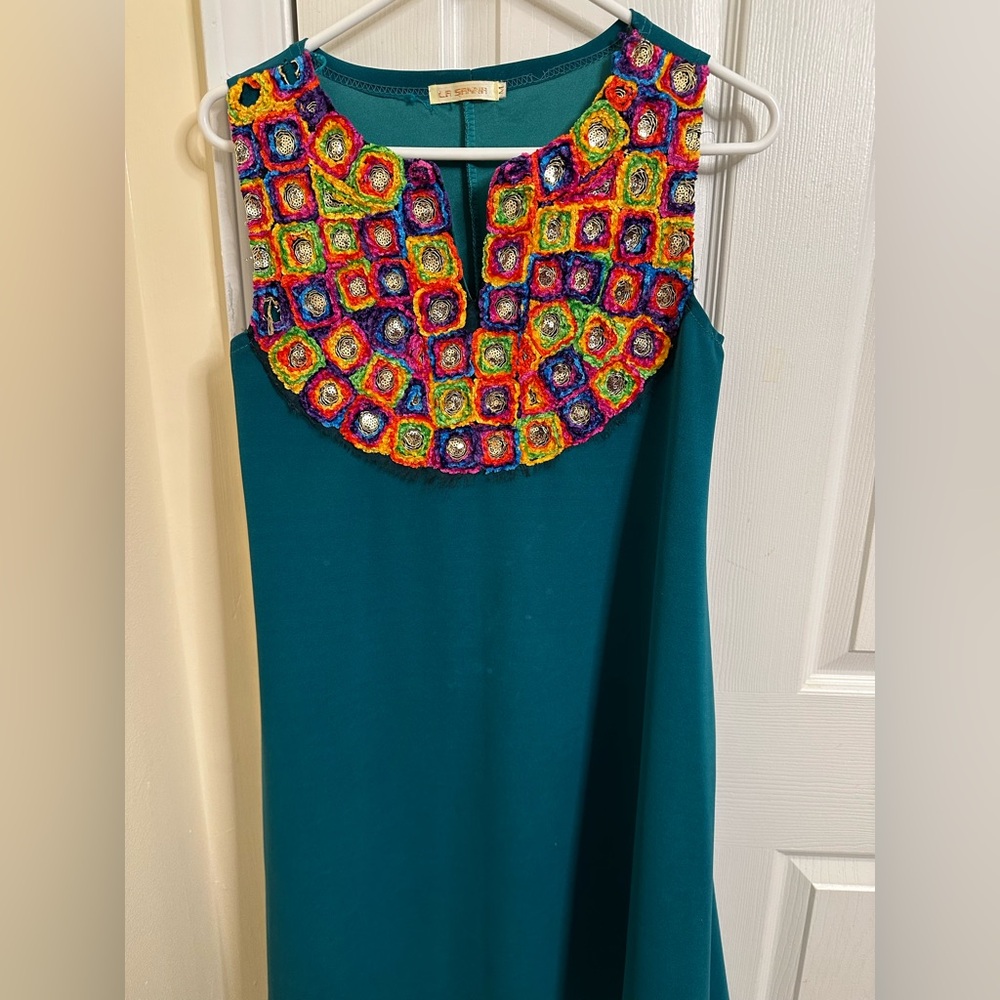 Green maternity mini dress